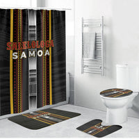Salelologa Samoa Bathroom Set Samoan Tribal Pattern LT05 Bathroom Set (4 pcs) Black - Polynesian Pride