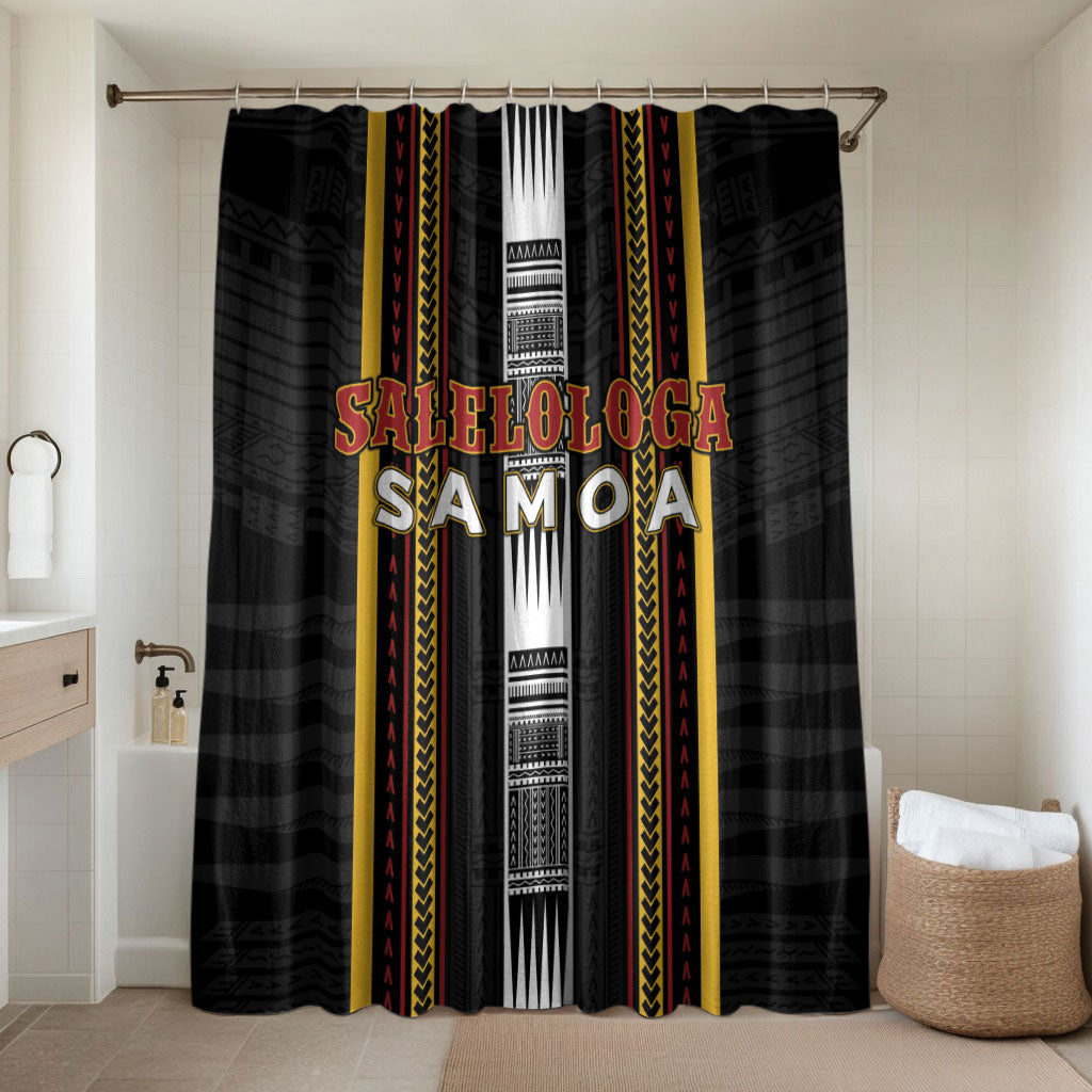 Salelologa Samoa Bathroom Set Samoan Tribal Pattern LT05 Shower Curtain Only Black - Polynesian Pride