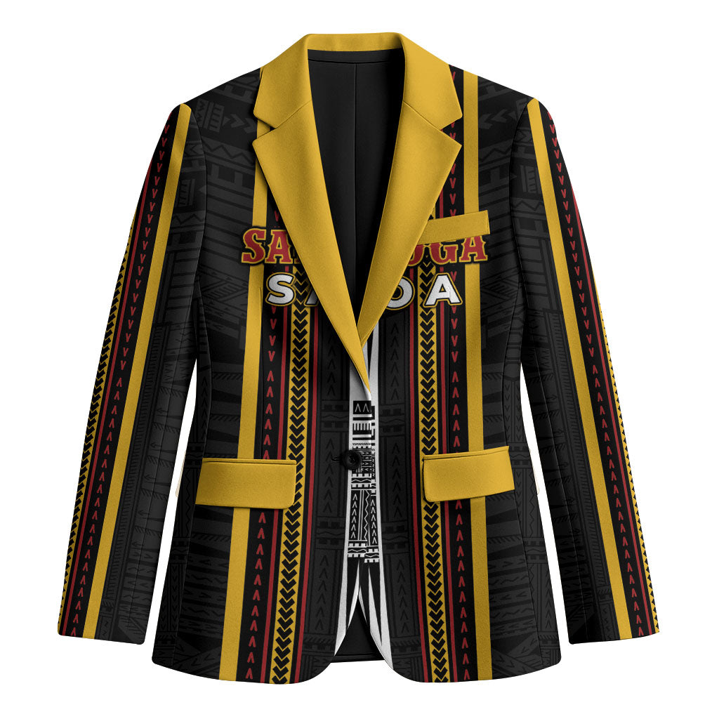 Personalised Salelologa Samoa Blazer Samoan Tribal Pattern LT05 Unisex Black - Polynesian Pride