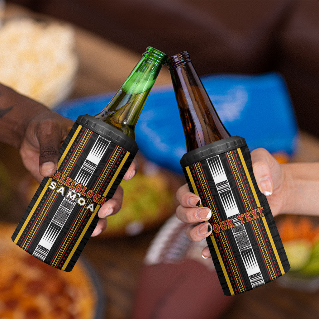 Personalised Salelologa Samoa 4 in 1 Can Cooler Tumbler Samoan Tribal Pattern LT05 - Polynesian Pride