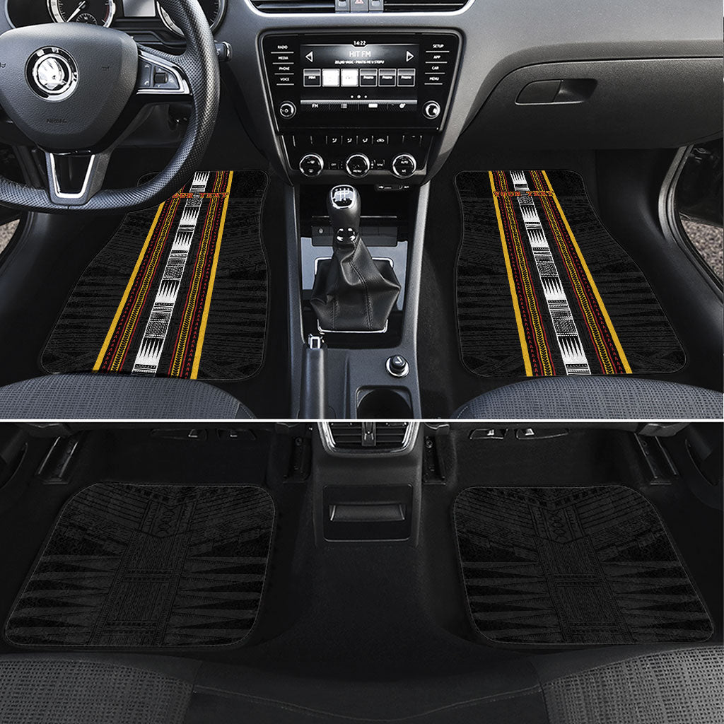 Personalised Salelologa Samoa Car Mats Samoan Tribal Pattern LT05 Set 4pcs Black - Polynesian Pride