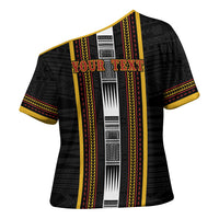 Personalised Salelologa Samoa Cross Shoulder Shirt Samoan Tribal Pattern LT05 - Polynesian Pride