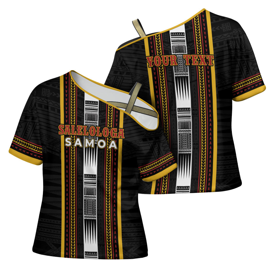 Personalised Salelologa Samoa Cross Shoulder Shirt Samoan Tribal Pattern LT05 - Polynesian Pride