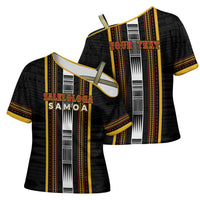 Personalised Salelologa Samoa Cross Shoulder Shirt Samoan Tribal Pattern LT05 - Polynesian Pride