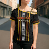 Personalised Salelologa Samoa Cross Shoulder Shirt Samoan Tribal Pattern LT05 - Polynesian Pride