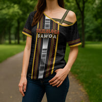Personalised Salelologa Samoa Cross Shoulder Shirt Samoan Tribal Pattern LT05 - Polynesian Pride