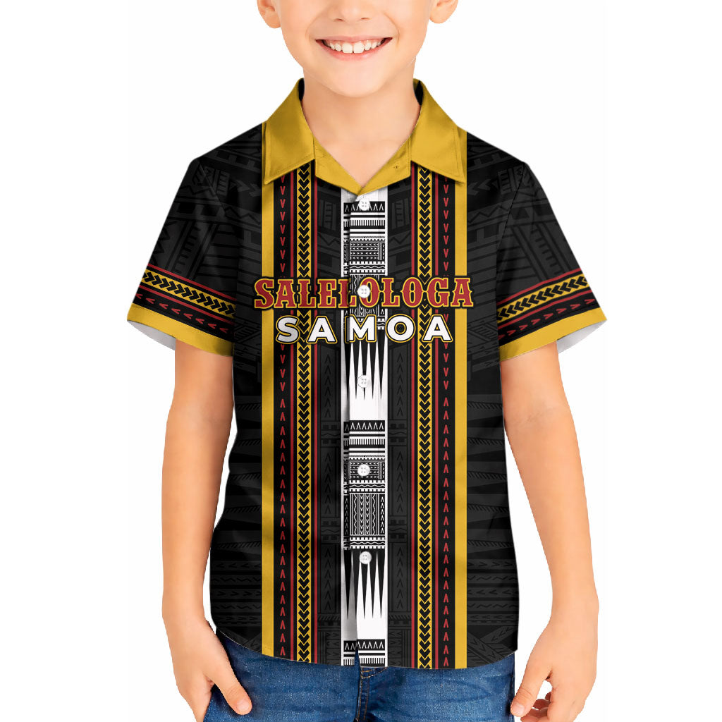 Personalised Salelologa Samoa Kid Hawaiian Shirt Samoan Tribal Pattern LT05 Kid Black - Polynesian Pride
