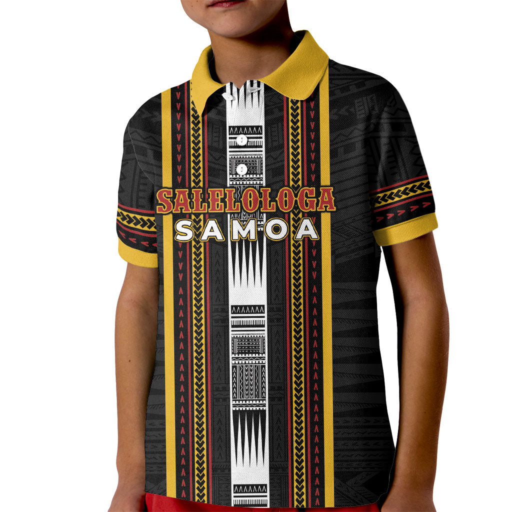 Personalised Salelologa Samoa Kid Polo Shirt Samoan Tribal Pattern LT05 Kid Black - Polynesian Pride