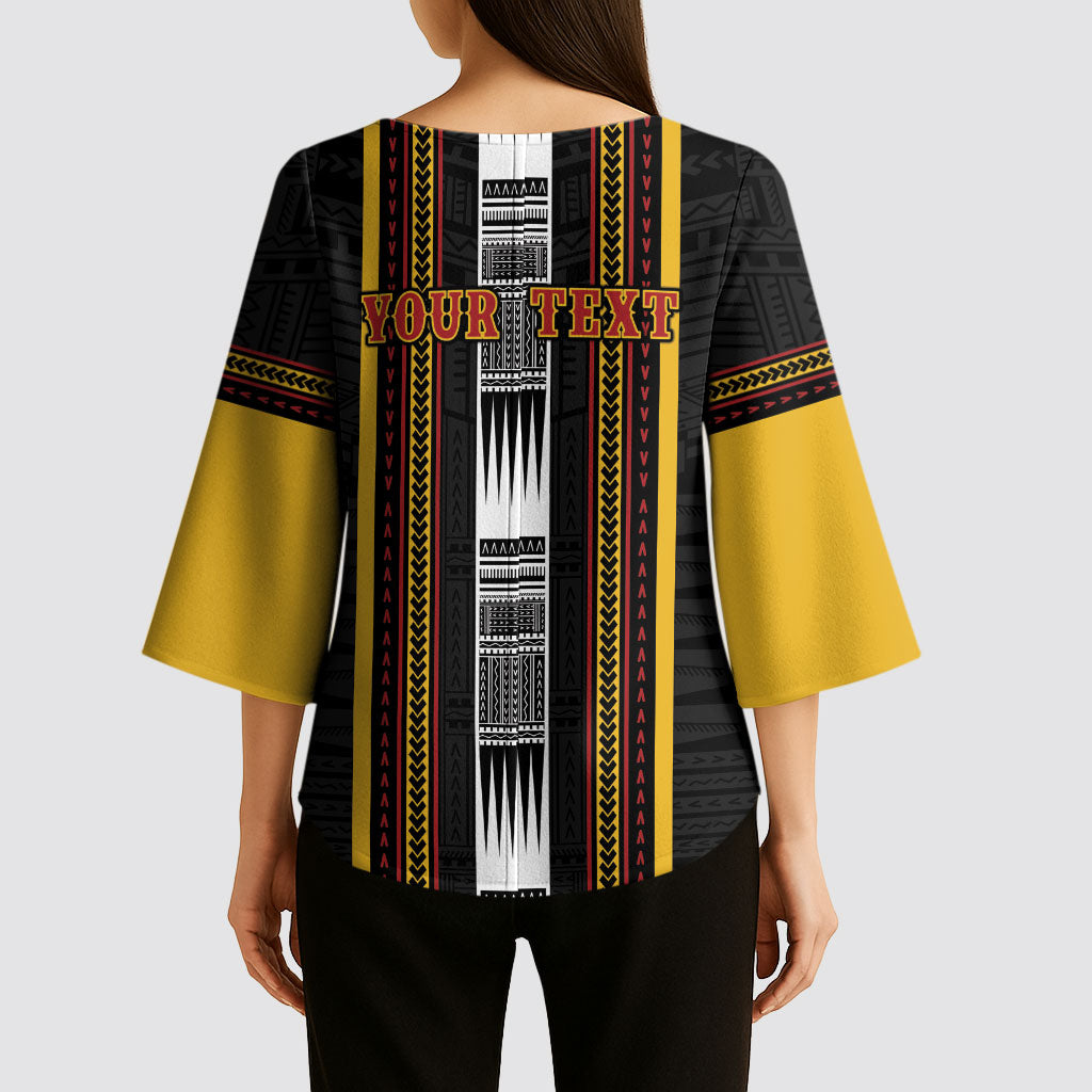 Personalised Salelologa Samoa Kimono Sleeve Blouse Samoan Tribal Pattern LT05 - Polynesian Pride