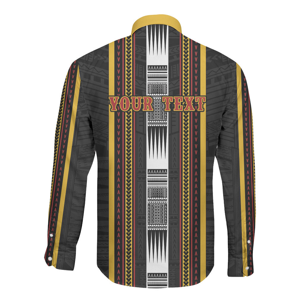 Personalised Salelologa Samoa Long Sleeve Button Shirt Samoan Tribal Pattern LT05 - Polynesian Pride
