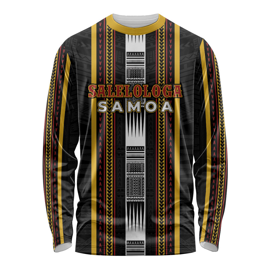 Personalised Salelologa Samoa Long Sleeve Shirt Samoan Tribal Pattern LT05 Unisex Black - Polynesian Pride