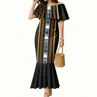 Personalised Salelologa Samoa Mermaid Dress Samoan Tribal Pattern LT05 Women Black - Polynesian Pride
