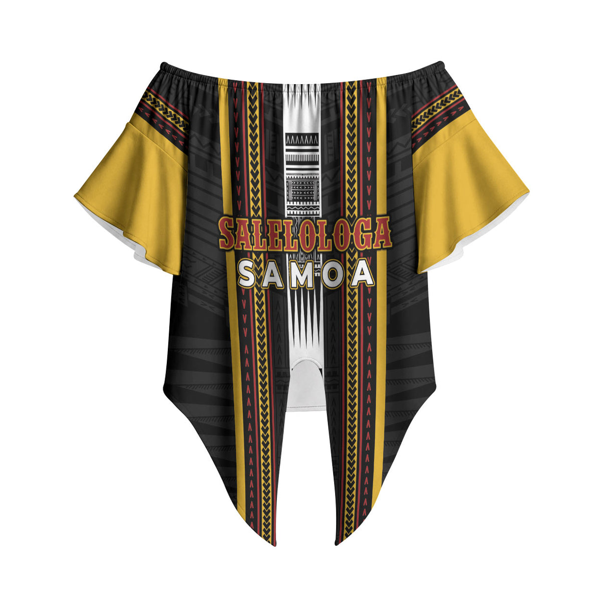Personalised Salelologa Samoa Off Shoulder Wrap Waist Top Samoan Tribal Pattern