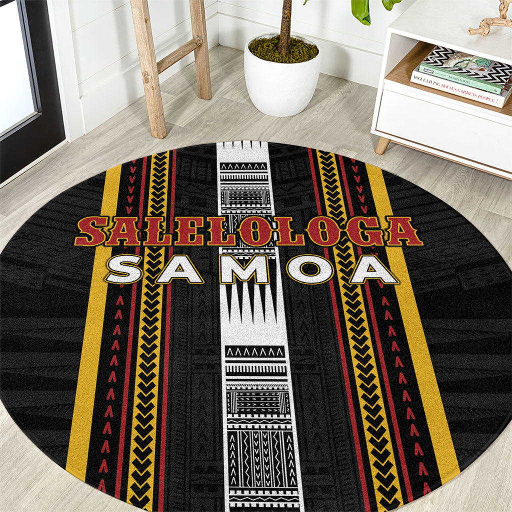 Salelologa Samoa Round Carpet Samoan Tribal Pattern LT05 Black - Polynesian Pride