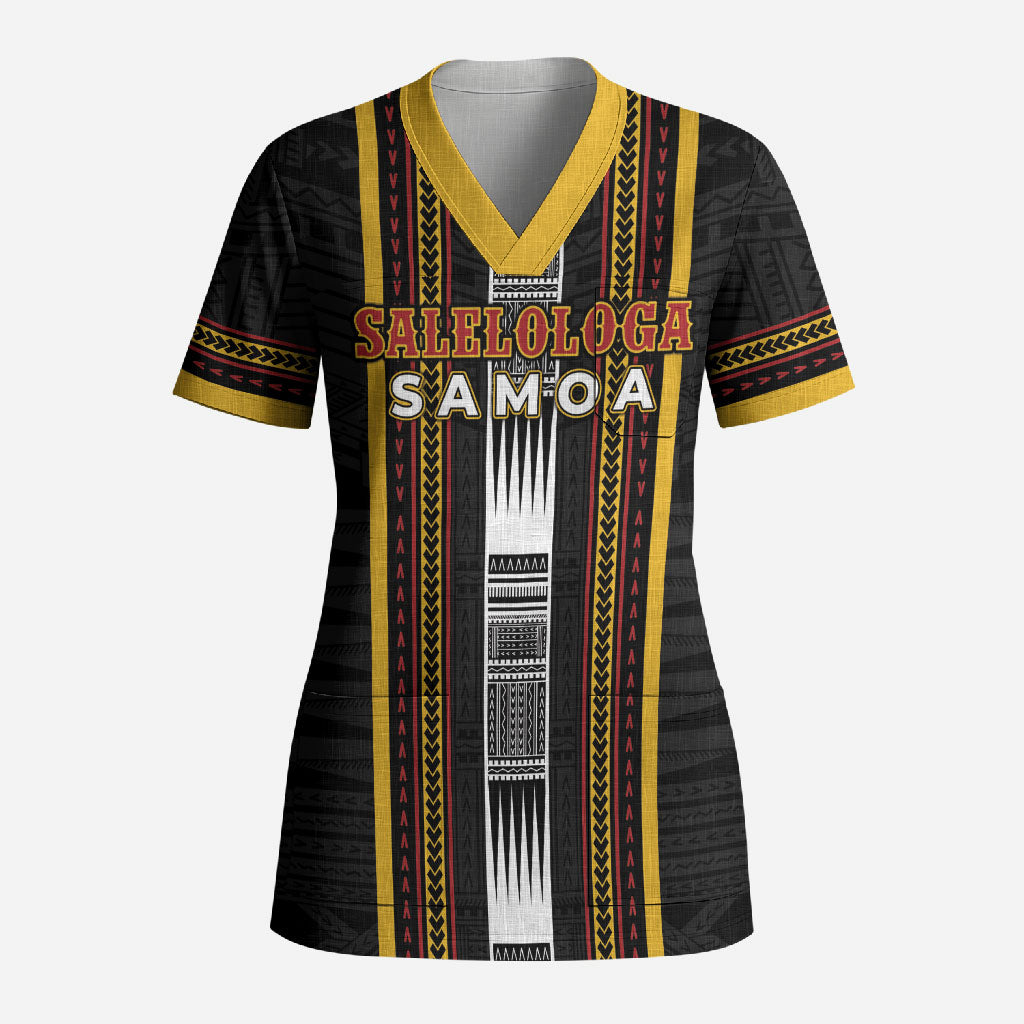 Personalised Salelologa Samoa Scrub Top Samoan Tribal Pattern LT05 Adult Black - Polynesian Pride