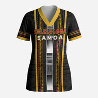 Personalised Salelologa Samoa Scrub Top Samoan Tribal Pattern LT05 Adult Black - Polynesian Pride