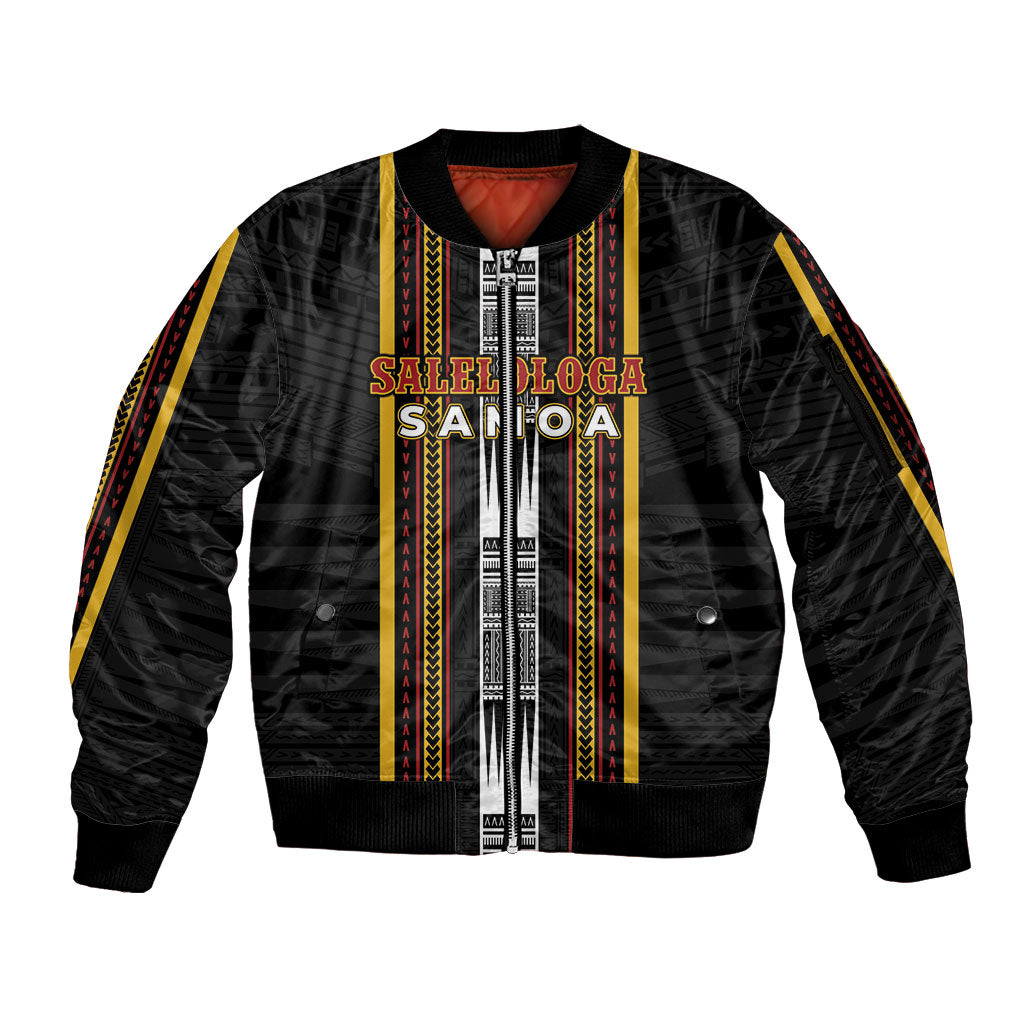 Personalised Salelologa Samoa Sleeve Zip Bomber Jacket Samoan Tribal Pattern LT05 Unisex Black - Polynesian Pride