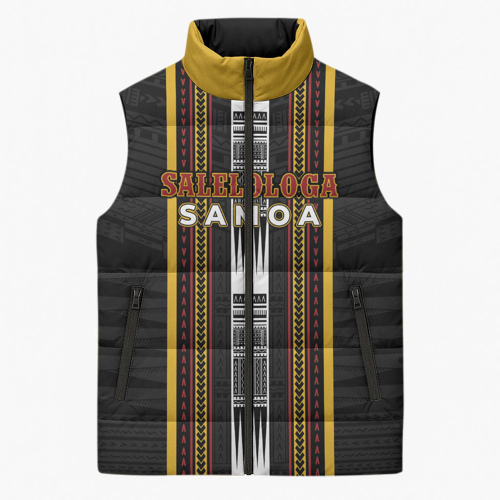 Personalised Salelologa Samoa Sleeveless Puffer Jacket Samoan Tribal Pattern LT05 Unisex Black - Polynesian Pride