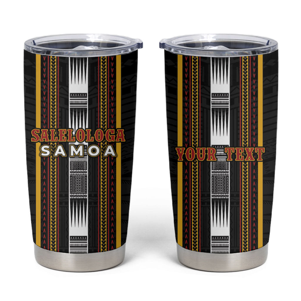 Personalised Salelologa Samoa Tumbler Cup Samoan Tribal Pattern LT05 Black - Polynesian Pride