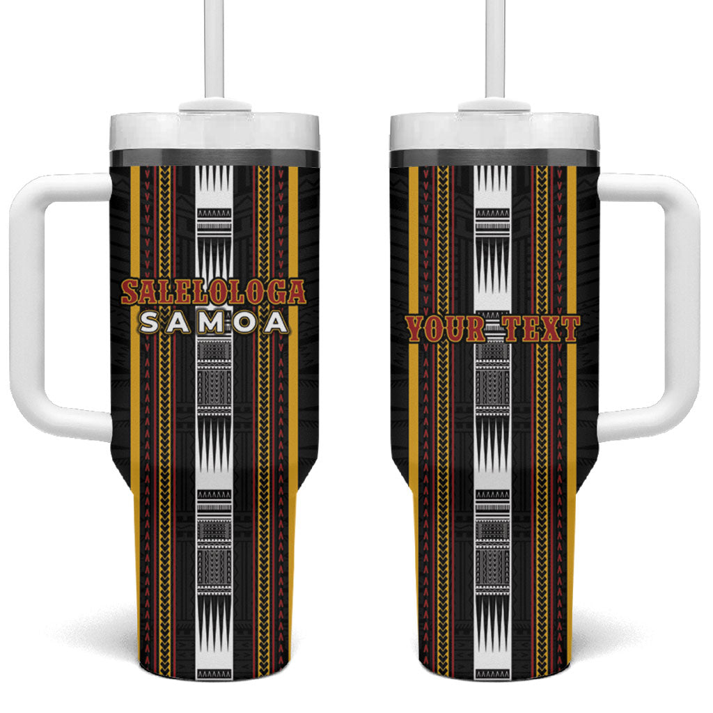 Personalised Salelologa Samoa Tumbler With Handle Samoan Tribal Pattern LT05 One Size: 40 oz Black - Polynesian Pride