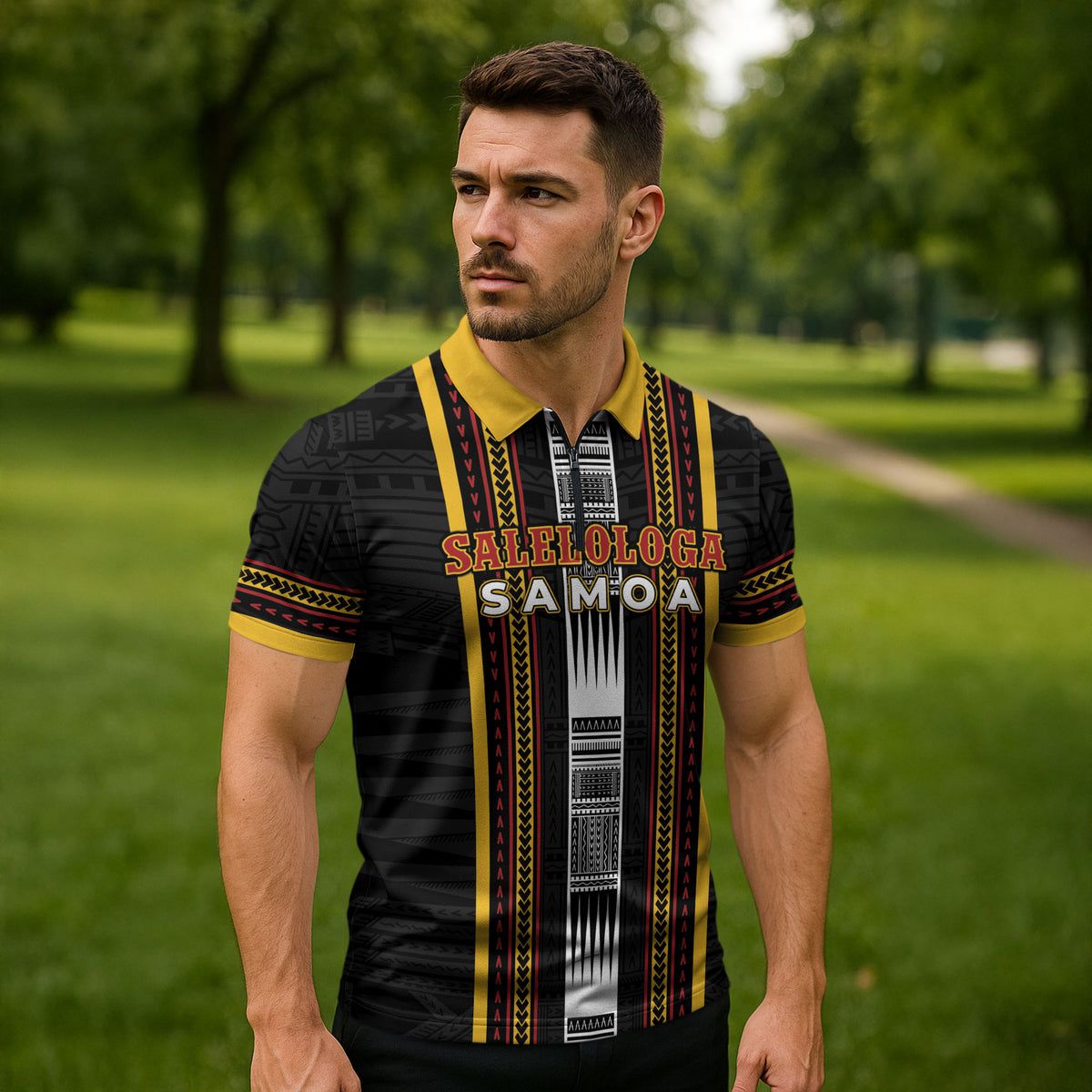 Personalised Salelologa Samoa Zipper Polo Shirt Samoan Tribal Pattern LT05 - Polynesian Pride