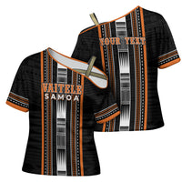 Personalised Vaitele Samoa Cross Shoulder Shirt Samoan Tribal Pattern LT05 - Polynesian Pride