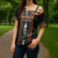 Personalised Vaitele Samoa Cross Shoulder Shirt Samoan Tribal Pattern LT05 - Polynesian Pride