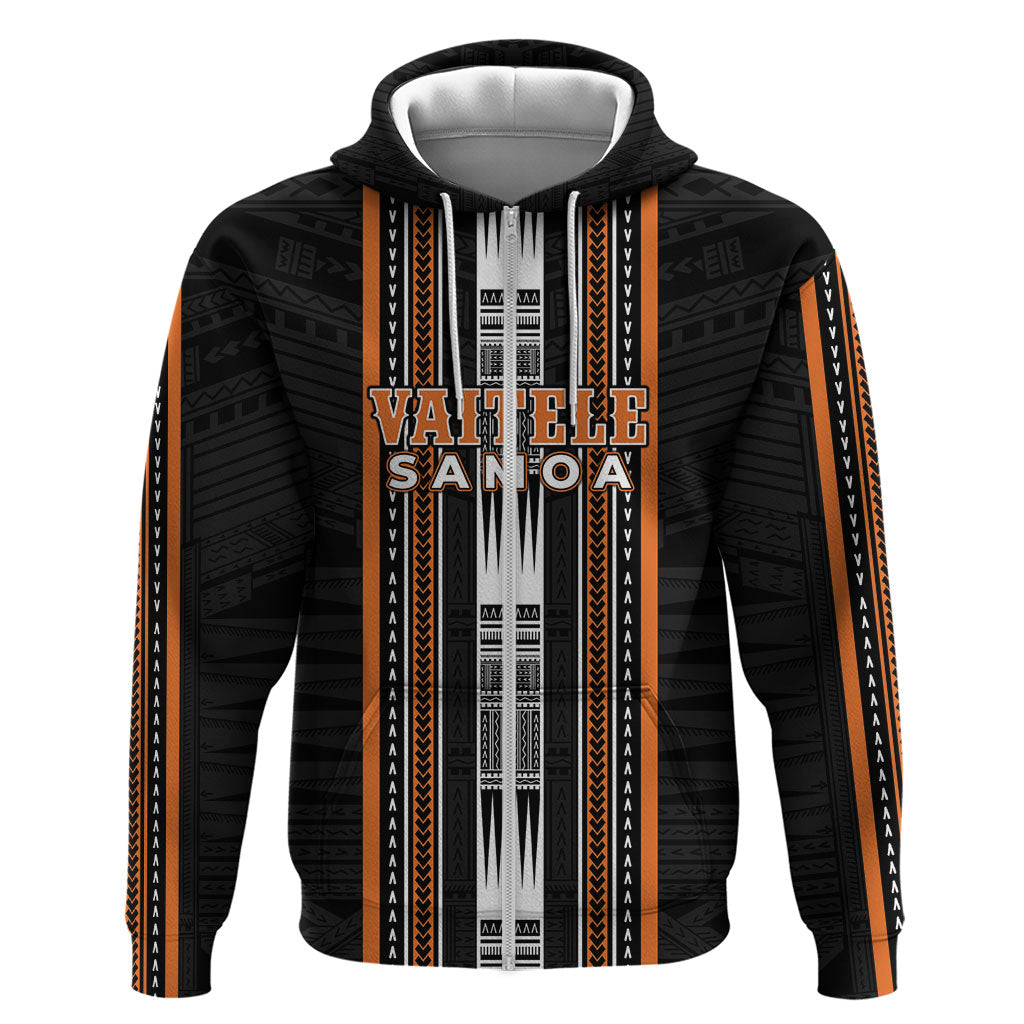 Personalised Vaitele Samoa Hoodie Samoan Tribal Pattern LT05 Zip Hoodie Orange - Polynesian Pride