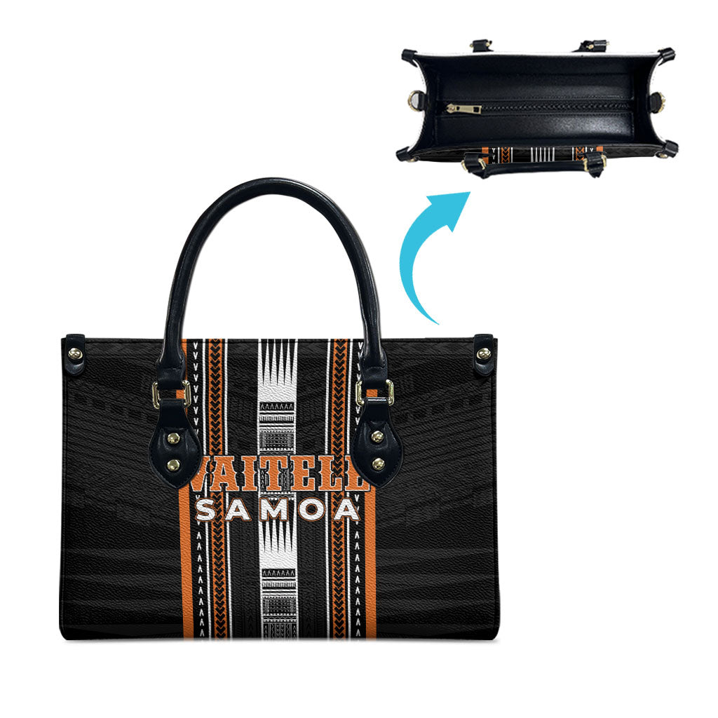 Vaitele Samoa Leather Bag Samoan Tribal Pattern LT05 - Polynesian Pride