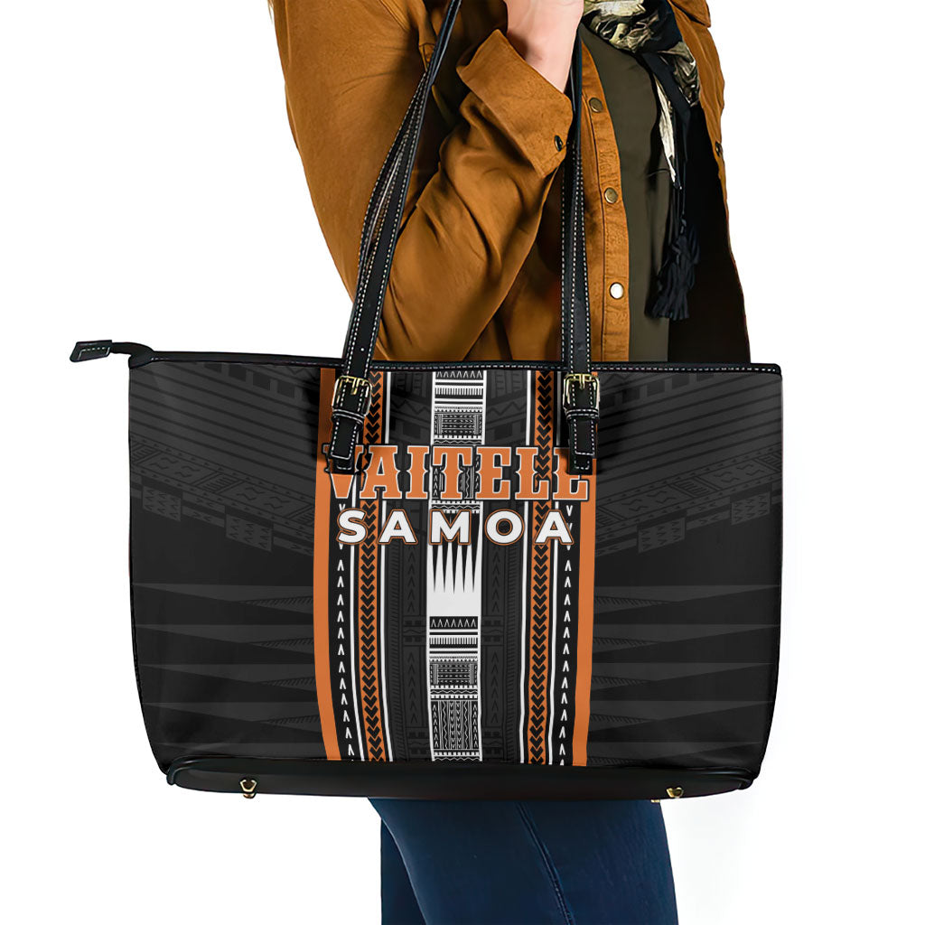 Vaitele Samoa Leather Tote Bag Samoan Tribal Pattern LT05 - Polynesian Pride
