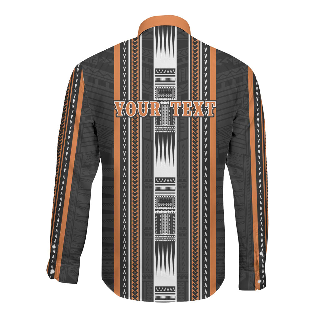 Personalised Vaitele Samoa Long Sleeve Button Shirt Samoan Tribal Pattern LT05 - Polynesian Pride