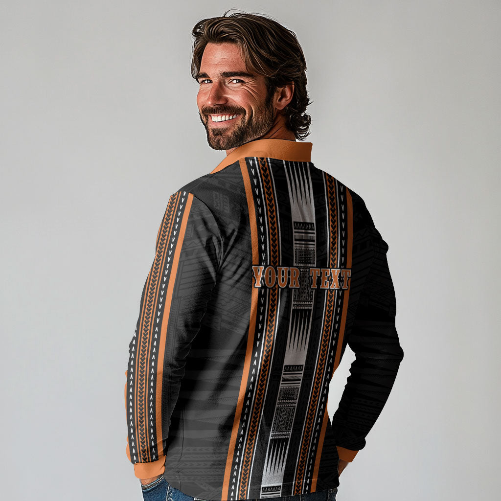 Personalised Vaitele Samoa Long Sleeve Polo Shirt Samoan Tribal Pattern LT05 - Polynesian Pride