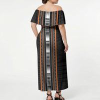Personalised Vaitele Samoa Off Shoulder Maxi Dress Samoan Tribal Pattern LT05 - Polynesian Pride
