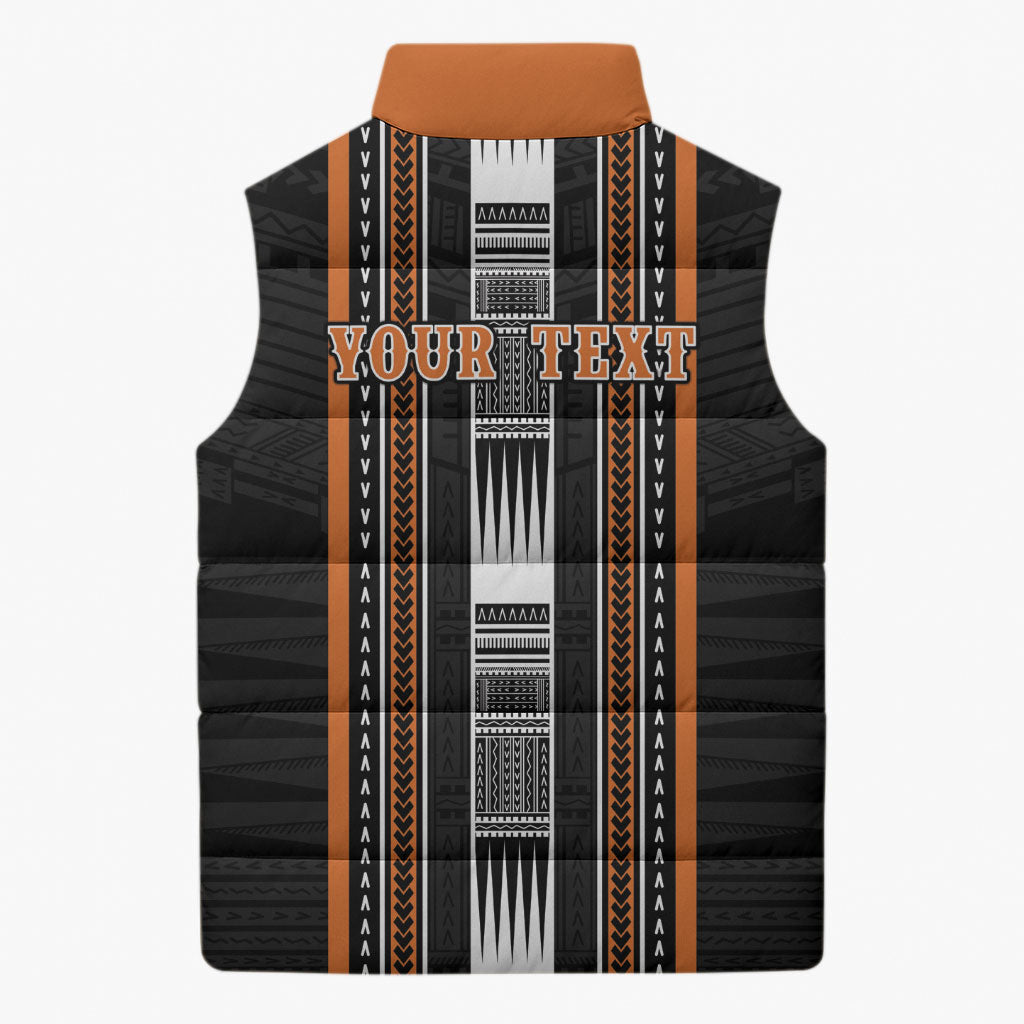 Personalised Vaitele Samoa Sleeveless Puffer Jacket Samoan Tribal Pattern LT05 - Polynesian Pride