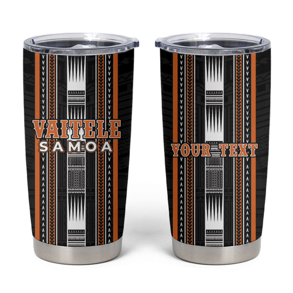Personalised Vaitele Samoa Tumbler Cup Samoan Tribal Pattern LT05 Orange - Polynesian Pride