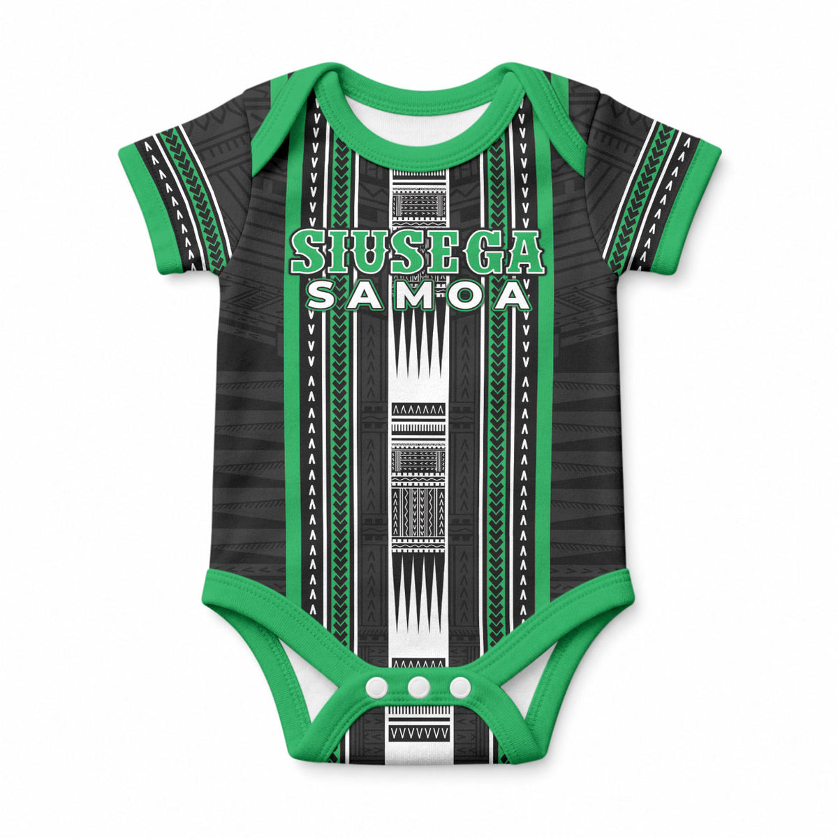 Personalised Siusega Samoa Baby Onesie Samoan Tribal Pattern LT05 Green - Polynesian Pride