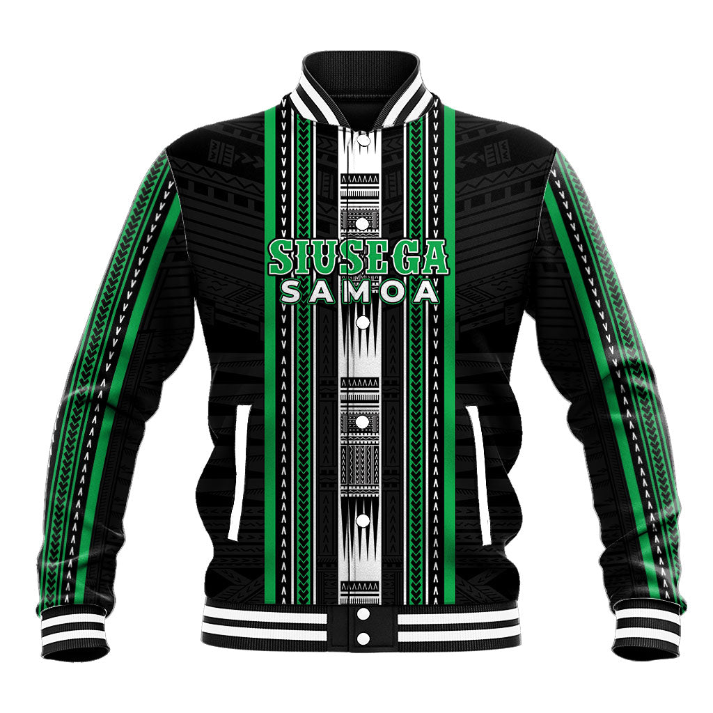 Personalised Siusega Samoa Baseball Jacket Samoan Tribal Pattern LT05 Unisex Green - Polynesian Pride
