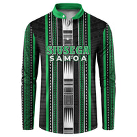 Personalised Siusega Samoa Button Sweatshirt Samoan Tribal Pattern LT05 Green - Polynesian Pride