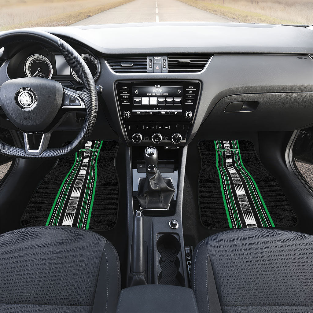 Personalised Siusega Samoa Car Mats Samoan Tribal Pattern LT05 Set 2pcs - Front Green - Polynesian Pride