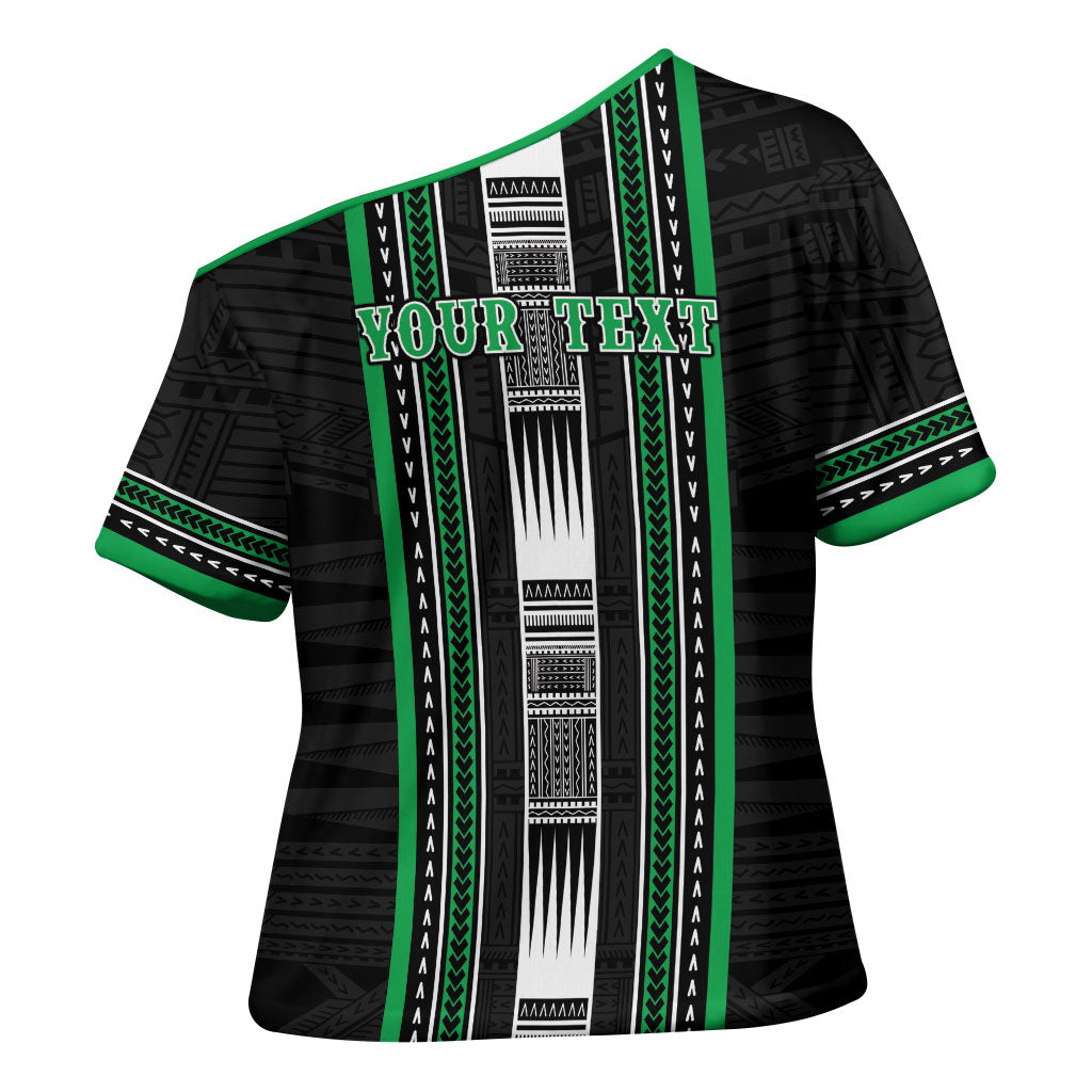 Personalised Siusega Samoa Cross Shoulder Shirt Samoan Tribal Pattern LT05 - Polynesian Pride