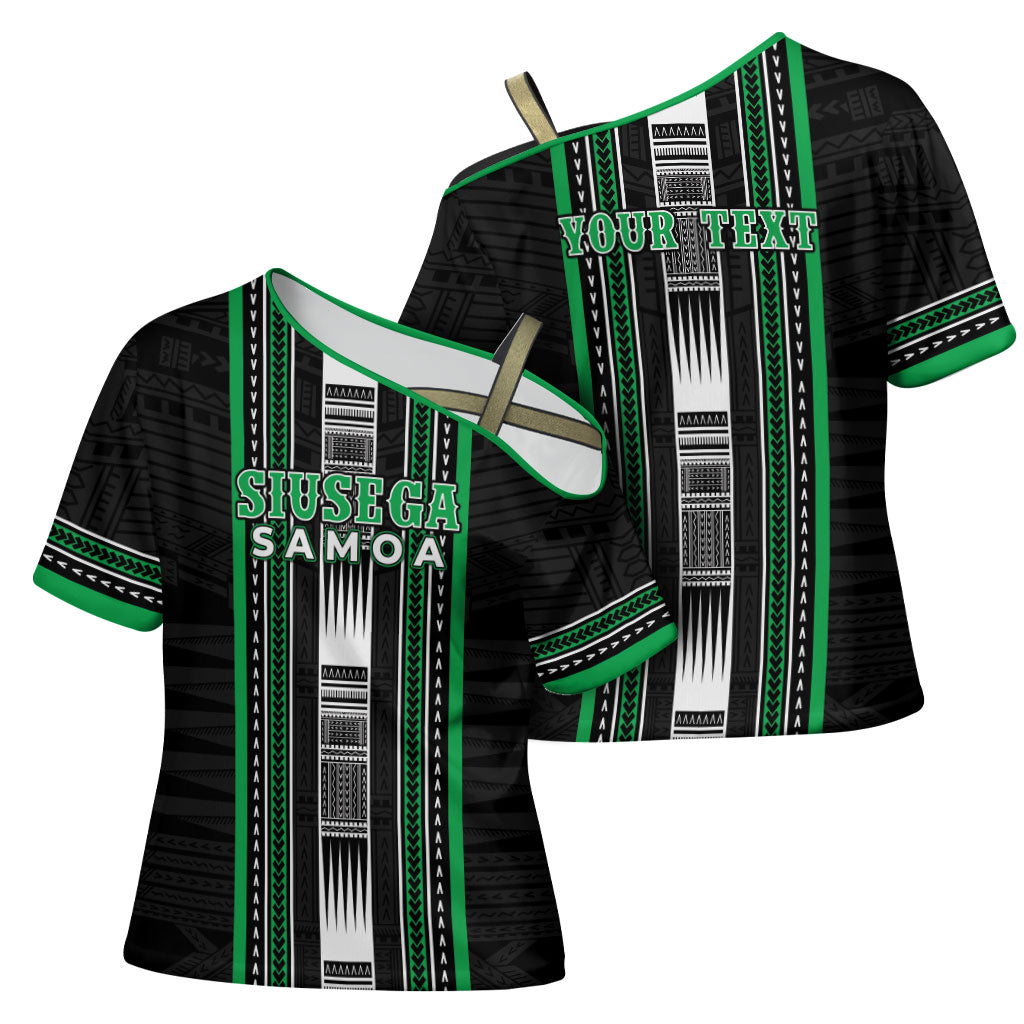 Personalised Siusega Samoa Cross Shoulder Shirt Samoan Tribal Pattern LT05 - Polynesian Pride