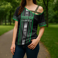 Personalised Siusega Samoa Cross Shoulder Shirt Samoan Tribal Pattern LT05 - Polynesian Pride