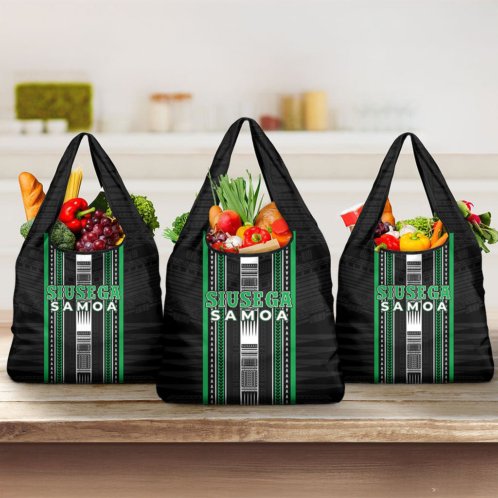 Siusega Samoa Grocery Bag Samoan Tribal Pattern LT05 3-pack One Size Green - Polynesian Pride