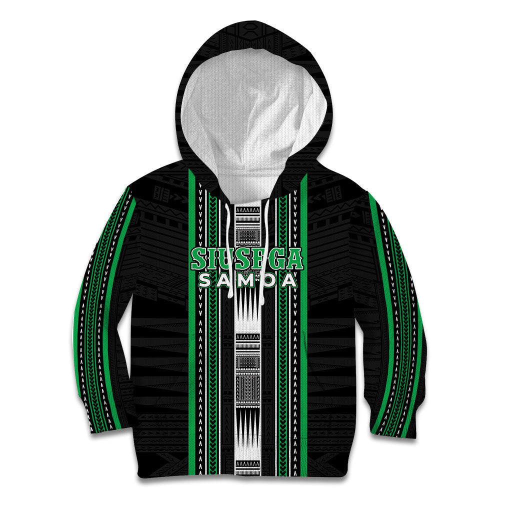 Personalised Siusega Samoa Kid Hoodie Samoan Tribal Pattern LT05 Hoodie Green - Polynesian Pride