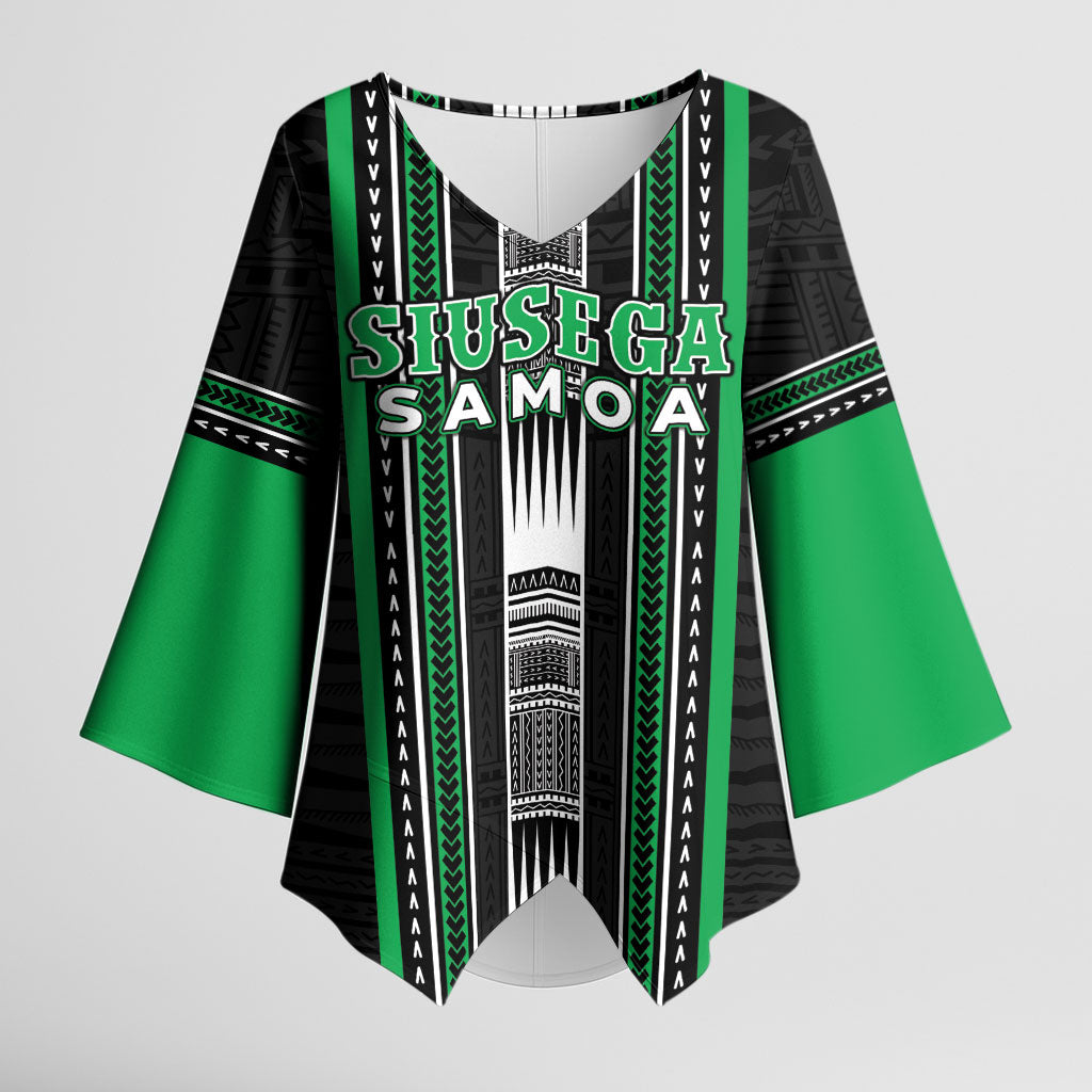 Personalised Siusega Samoa Kimono Sleeve Blouse Samoan Tribal Pattern LT05 Female Green - Polynesian Pride