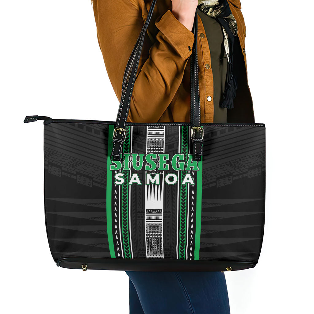 Siusega Samoa Leather Tote Bag Samoan Tribal Pattern LT05 - Polynesian Pride