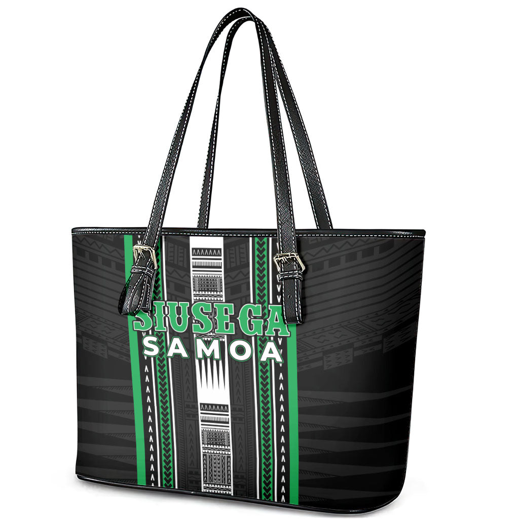 Siusega Samoa Leather Tote Bag Samoan Tribal Pattern LT05 - Polynesian Pride
