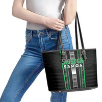 Siusega Samoa Leather Tote Bag Samoan Tribal Pattern LT05 - Polynesian Pride