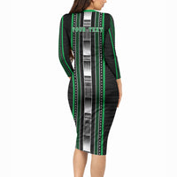 Personalised Siusega Samoa Long Sleeve Bodycon Dress Samoan Tribal Pattern LT05 - Polynesian Pride
