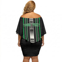 Personalised Siusega Samoa Off Shoulder Short Dress Samoan Tribal Pattern LT05 - Polynesian Pride